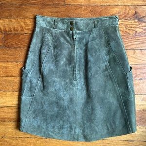 Olive Green Suede Skirt